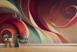 Vintage wallpaper with golden orange waves