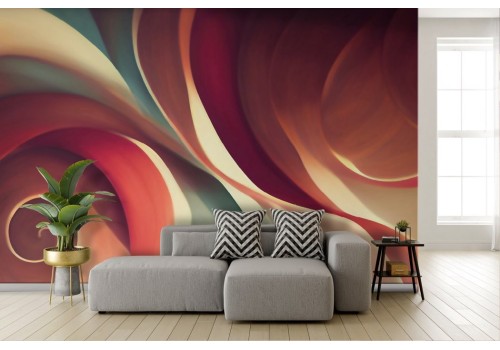 Vintage wallpaper with golden orange waves 2