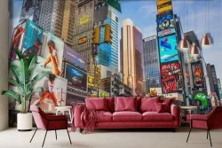 Colorful modern New York city wallpaper