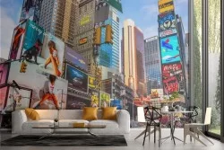 Carta da Parati Adesiva città New York colorata moderna