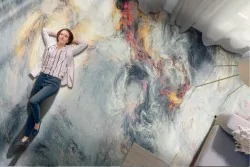 Wallpaper for stucco or colored cement surface