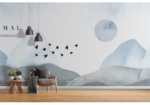 Abstract mountains wallpaper shades white gray