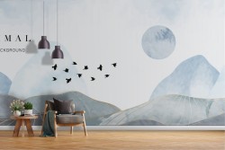 Abstract mountains wallpaper shades white gray