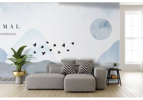 Carta da parati montagne astratte sfumature bianco grigio 2