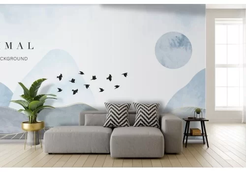 Carta da parati montagne astratte sfumature bianco grigio 2