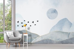 Wallpaper mountains shades white gray