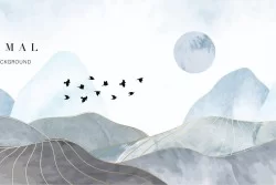 Wallpaper mountains shades white gray