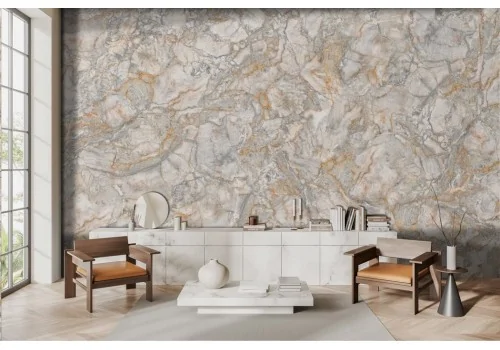 Abstract marble style wallpaper in orange and grey -a208