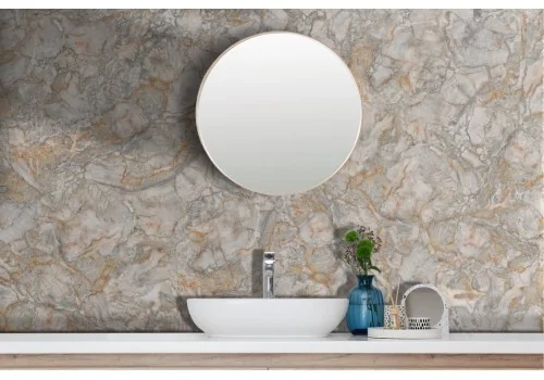 Abstract marble style wallpaper in orange and gray 2