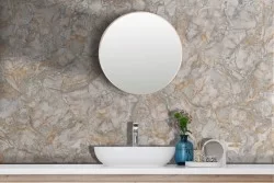 Adhesive Wallpaper in abstract orange and gray marble style