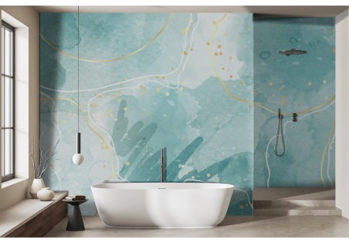 Abstract wallpaper with celestial shades and gold finishes