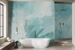 Abstract wallpaper with celestial shades and gold finishes
