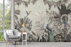Vintage tropical wallpaper