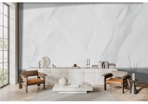 White Marble Effect Wallpaper -a216