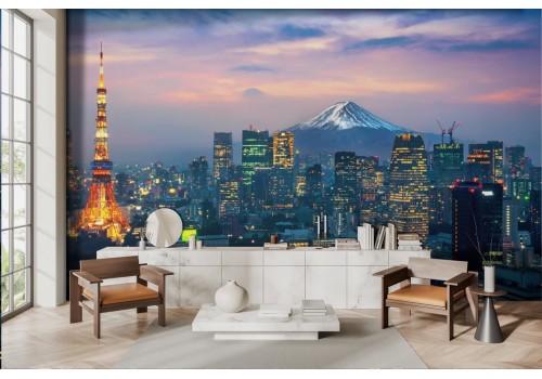 Carta da parati città metropolitana luci e tramonto