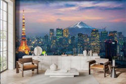 Metropolitan city wallpaper lights and sunset