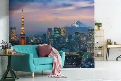 Carta da Parati città luci e tramonto