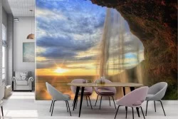 Carta da Parati cascata e tramonto