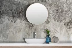 Adhesive Wallpaper Tropical Leaves Grey Shades