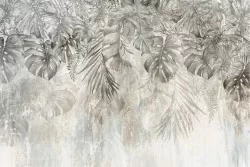 Grey tropical leaves wallpaper