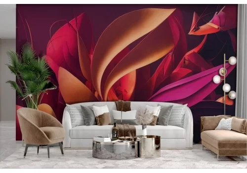 Carta da parati foglie orientale giapponese 2