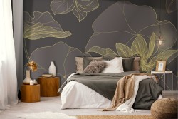 Flowers Leaves Luxury Stylized Nature Wallpaper