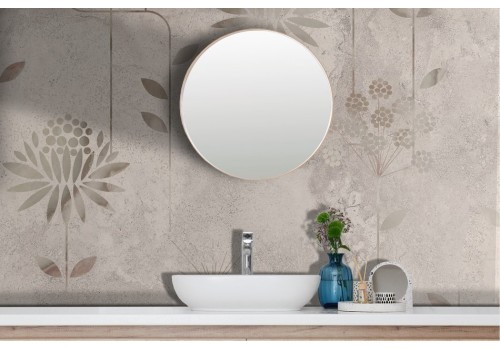 Refined marble effect wallpaper with flowers 2