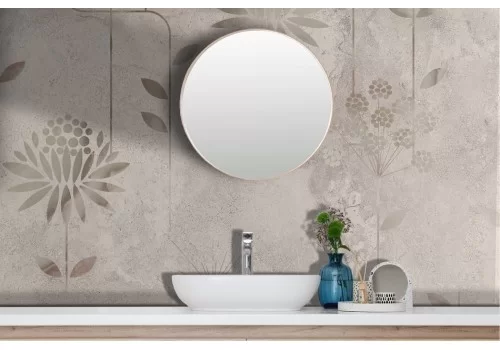 Refined marble effect wallpaper with flowers 2