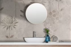 Adhesive Wallpaper with marble effect and refined flowers