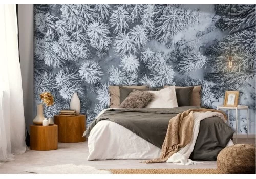 Carta da parati bosco innevato 2