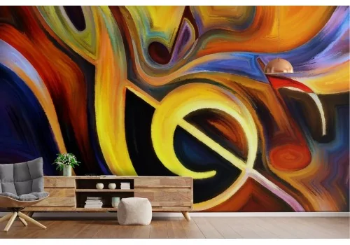 Wallpaper with treble clef and abstract notes