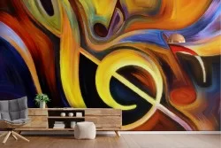 Wallpaper of treble clef and abstract notes