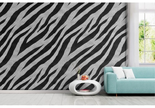 Black and white zebra striped wallpaper