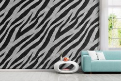 Black and white zebra striped wallpaper