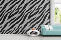 Black and white zebra striped wallpaper