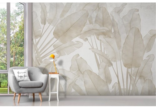 Ivory tropical leaves wallpaper watercolor effect 2