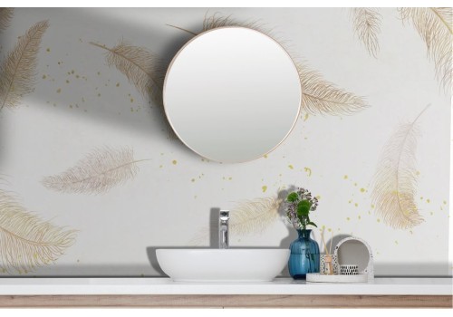 Golden feathers wallpaper white background 2