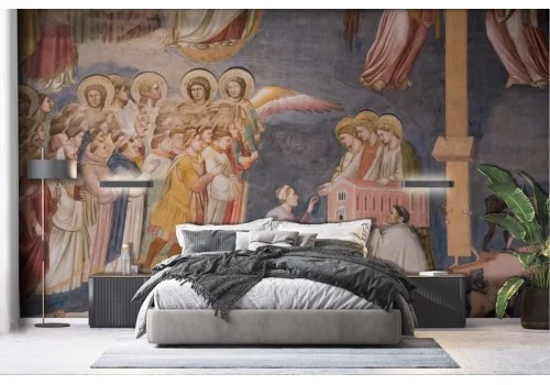 Nineteenth century vintage painted wallpaper -a242