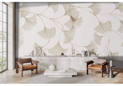 Golden leaves wallpaper on white background