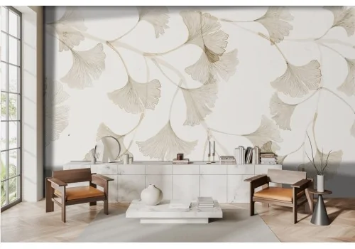 Golden Leaves Wallpaper on white background -a243