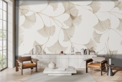 Golden leaves wallpaper on white background