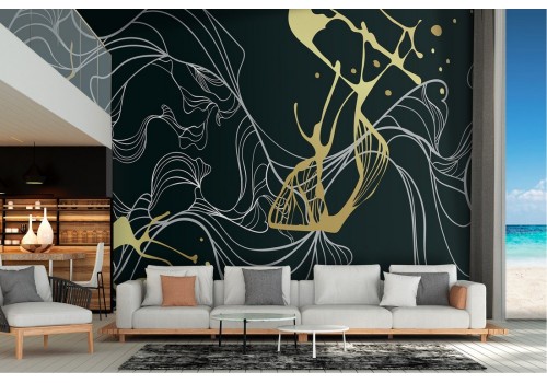 Abstract luxury wallpaper with waves and colored lines