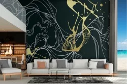 Abstract luxury wallpaper with waves and colored lines