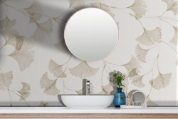 Adhesive Wallpaper golden leaves on white background