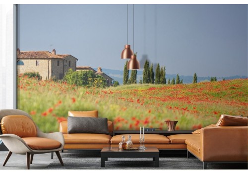 Carta da parati paesaggio colline in fiore 2