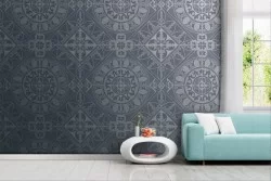 Carta da parati geometrica vintage grigio