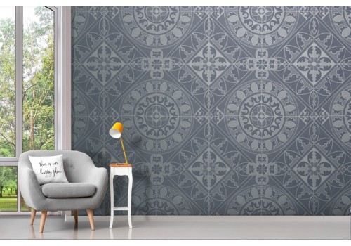 Vintage grey geometric wallpaper 2