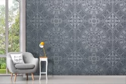 Carta da Parati Adesiva geometrica vintage grigio