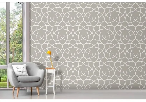 Geometric wallpaper ivory background 2