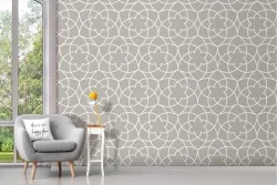 Geometric Adhesive Wallpaper Ivory Background